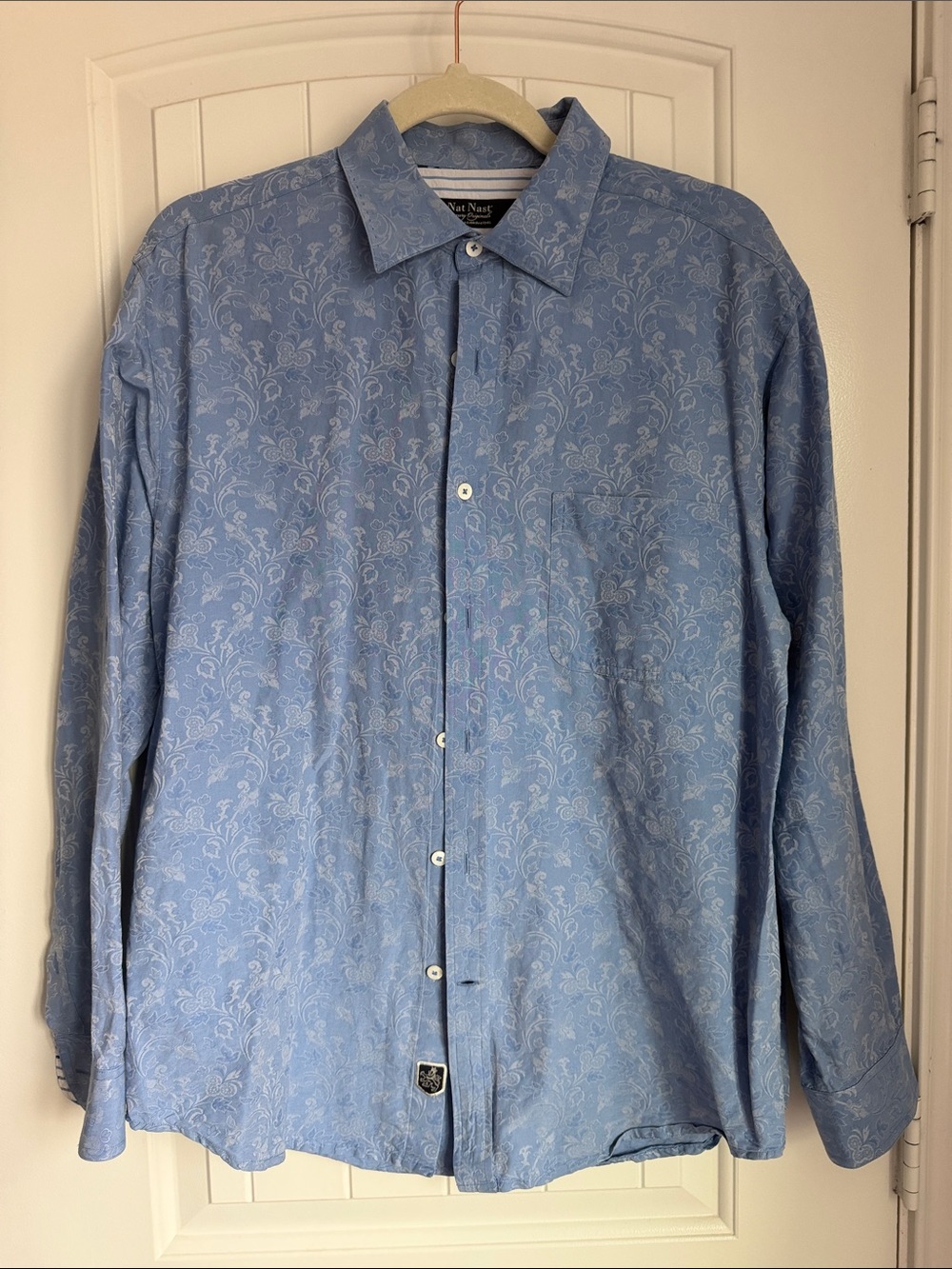 Nat Nast  Blue Button-Down silk and cotton Dress Shirt